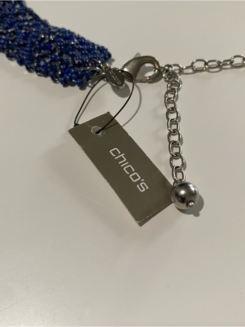 NWT Chico’s Multi-Strand Blue Ombre Beaded Waterfall Necklace quality beads used - Picture 6 of 10